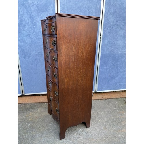 512 - Antique serpentine 6 drawer tall boy