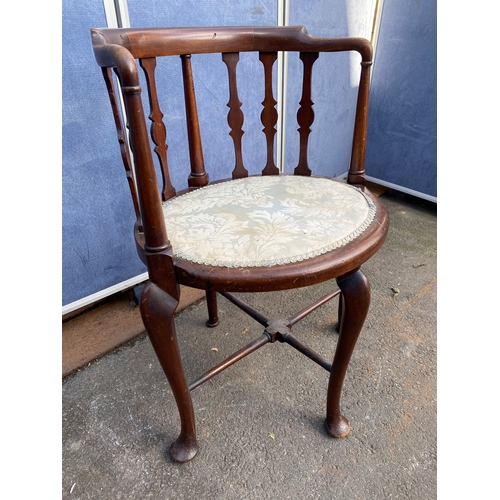 517 - Antique corner chair and foot stool