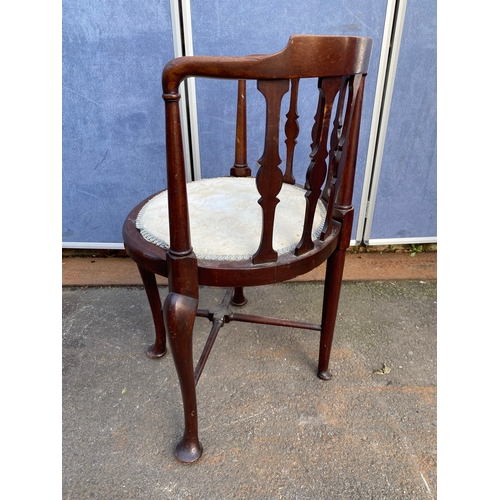 517 - Antique corner chair and foot stool