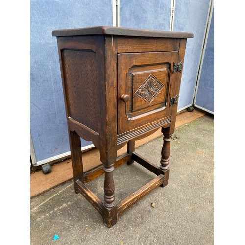 518 - Small Carved Oak cupboard