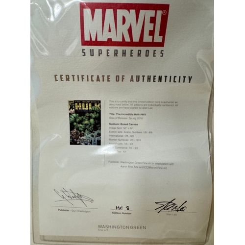 161 - The Incredible Hulk No 461 Framed Canvas Signed by Stan Lee Edition H/C 3/3 , signed in ink, H/C (HO... 