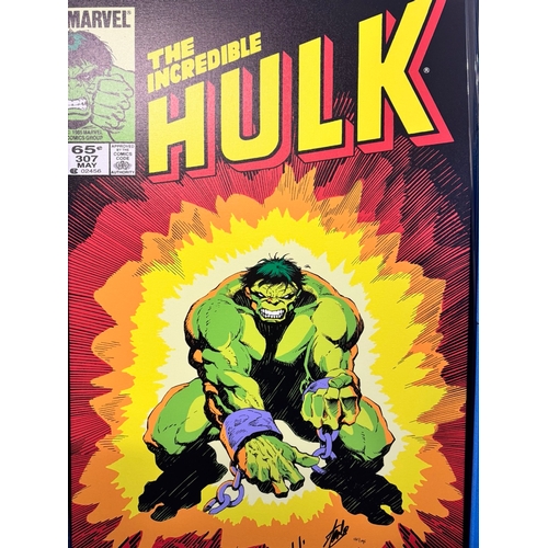 162 - The Incredible Hulk #307 - Lou Ferrigno Framed Box Canvas Signed by Stan Lee Limited Edition 132 / 1... 