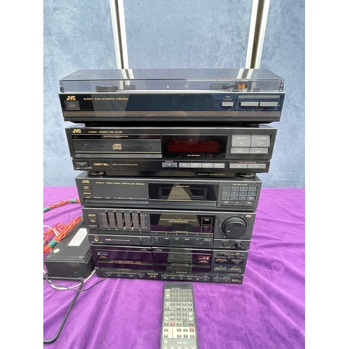 322 - JVC Turntable, Compact disc player and Stereo  double cassette deck receiver