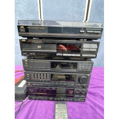 322 - JVC Turntable, Compact disc player and Stereo  double cassette deck receiver