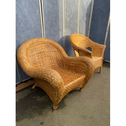 526 - Two Wicker/Cane armchairs.