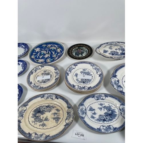 332 - A large lot of miscellaneous collectable ceramics including decorative plates and dishes.