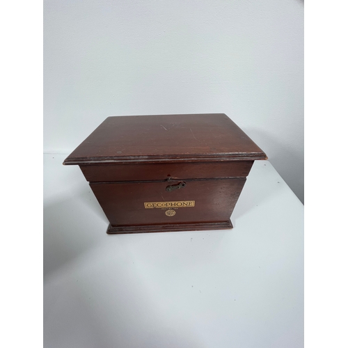 335 - Two clocks and Vintage box with letter stand.