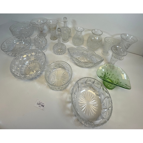 344 - A large collection of glass / crystal bowls and vases including Tudor & Stuart