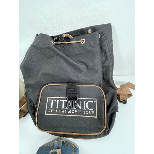 338 - Wyvern trading cards, Silver Fantasy ring Titanic bag