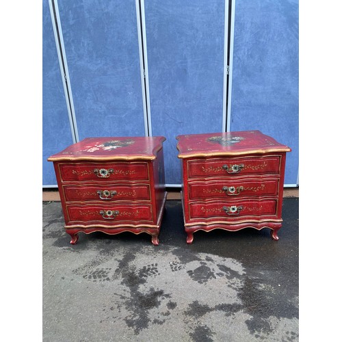 529 - Pair of Chinese Red Lacquer Drawers