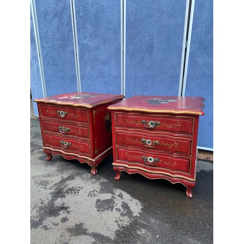 529 - Pair of Chinese Red Lacquer Drawers