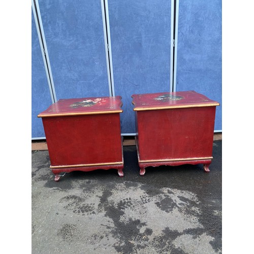 529 - Pair of Chinese Red Lacquer Drawers