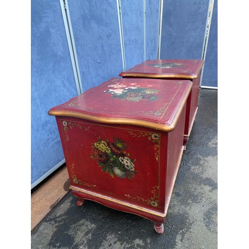 529 - Pair of Chinese Red Lacquer Drawers