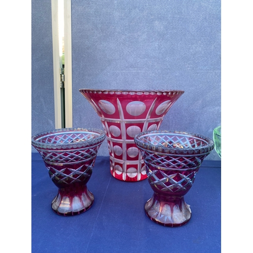 402 - Coloured glass Vases and bowls