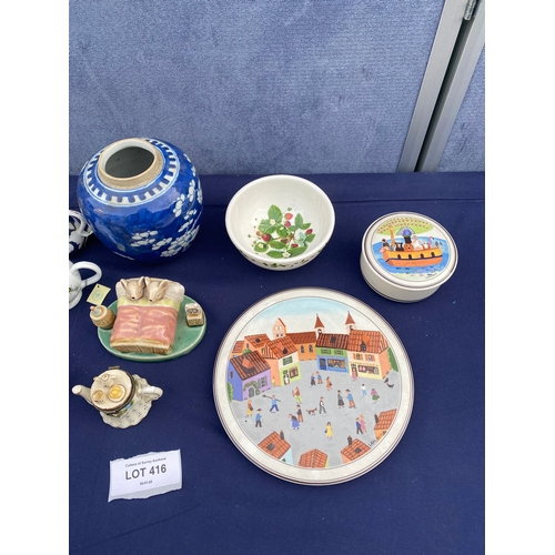 416 - A collection of collectable Ceramics including Port Merion, Villeroy & Boch