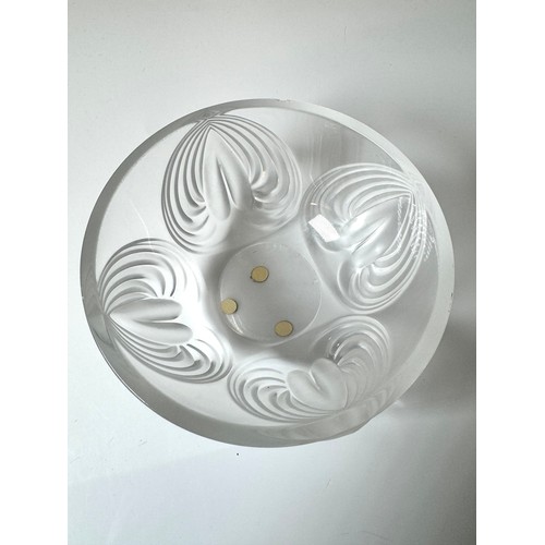 264 - Lalique Glass Bowl Swirling 4 petal frosted art glass signed 15cm x 7.5cm