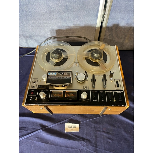 437 - AKAI 4000DS tape deck with Manual and miscellaneous reels.