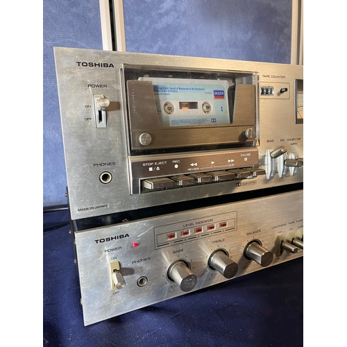 443 - Toshiba Stereo cassette deck PC-335 and Stereo Amplifier SB-225