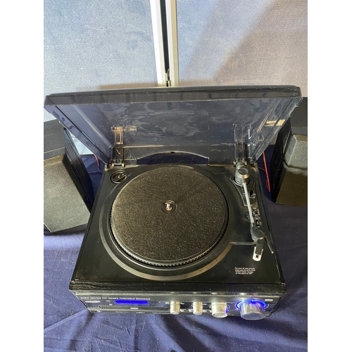 449 - Zennox music centre Hi-fi CD/MP3 turntable and two speakers