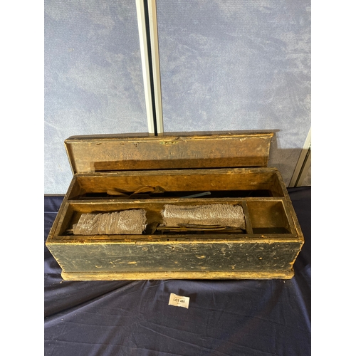 480 - Vintage wooden tool box and contents