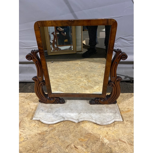 605 - Lovely Vintage mahogany framed dressing table  mirror on marble style base.