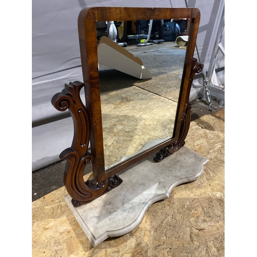 605 - Lovely Vintage mahogany framed dressing table  mirror on marble style base.