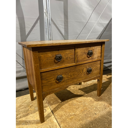 608 - Antique Low three drawer chest.