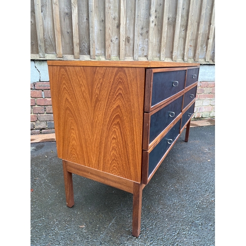 619 - Beautiful Mid Century teak Bank of six ebonised drawers - Heals of London c1960's