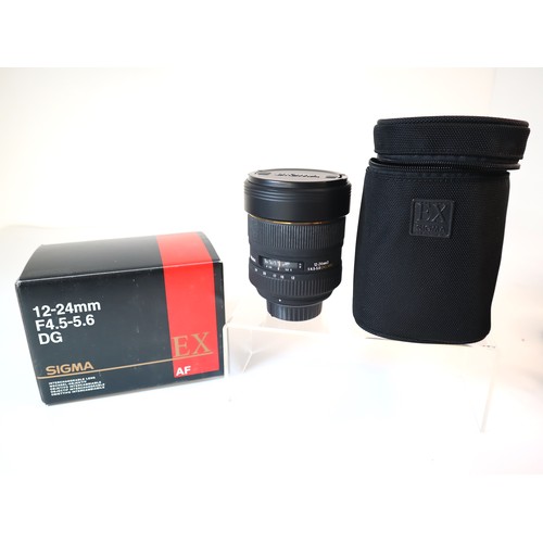 39 - Sigma 12-24mm Wide-Angle 1:4.5-5.6 DG HSM EX Lens for Nikon with original box and soft case