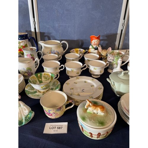 587 - Large quantity of collectable ceramic plates, cups and jugs.