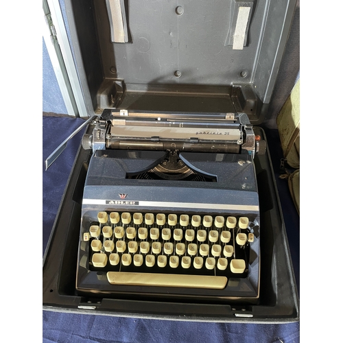 593 - Three Vintage typewriters - Adler Gabriele 35, Bluebird Torpedo, Adler Tippa