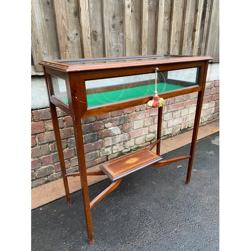 628 - Edwardian Mahogany Bijouterie / Vitrine  Table, Display Cabinet on Stand English