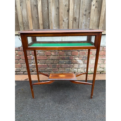 628 - Edwardian Mahogany Bijouterie / Vitrine  Table, Display Cabinet on Stand English