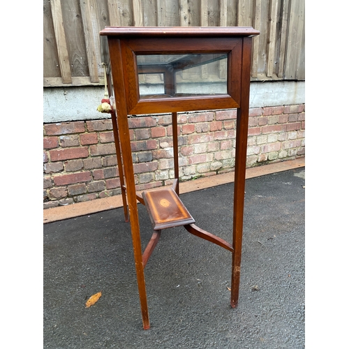 628 - Edwardian Mahogany Bijouterie / Vitrine  Table, Display Cabinet on Stand English