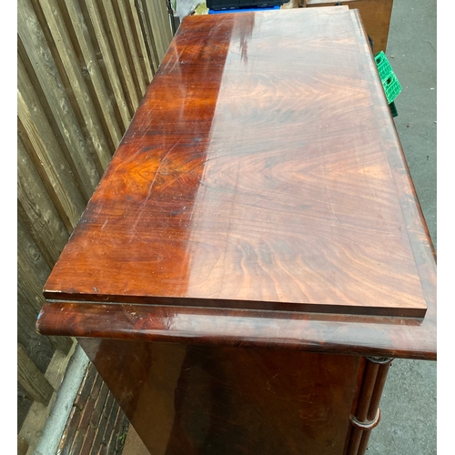 630 - Beautiful Antique Large Flame mahogany Secretaire with oak lined drawers