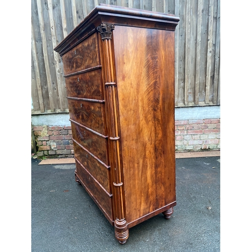 630 - Beautiful Antique Large Flame mahogany Secretaire with oak lined drawers