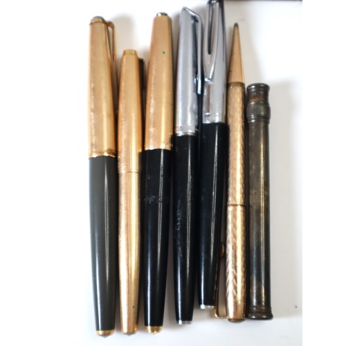 149 - Collection of Vintage Cross, Rolled Gold Parker, Waterman's Fountain / Ballpoints pens + Sterling Si... 