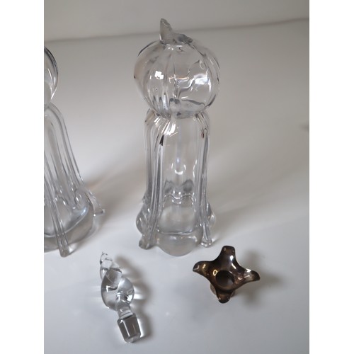 166 - Two Glass decanters with sterling silver tops A/F