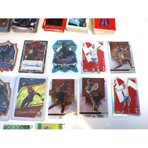 276 - A group of collectable trading / hobby cards including Spiderman cards + Topps Chrome Tennis & 1990'... 