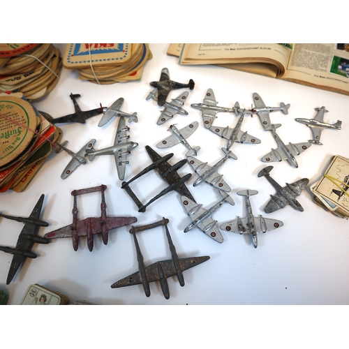 285 - Collection of vintage 1970-80's beer mats, dinky & corgi die-cast planes + cigarette / gum cards + f... 