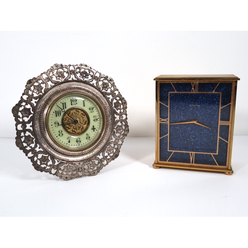 290 - Vintage Jaeger le Coultre Lapis Lazuli Mantel Clock c.1970 with Swiss movement+ late 19th century si... 