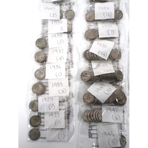 292 - Collection of Circulated Silver & Nickel Shillings dated 1926-1965 with multiples