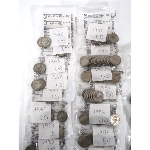 292 - Collection of Circulated Silver & Nickel Shillings dated 1926-1965 with multiples