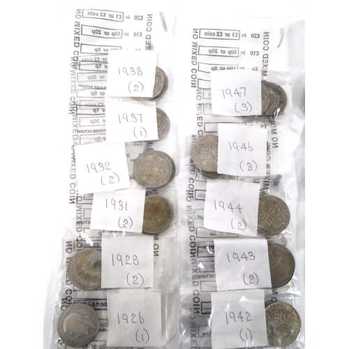 294 - Collection of Circulated Silver & Nickel Hal Crowns dated 1921-1967 with multiples