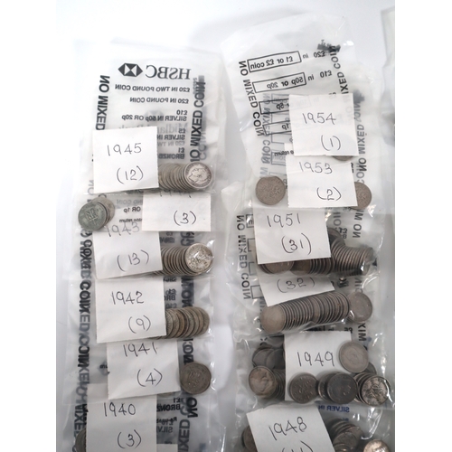 295 - Collection of Circulated Silver & Nickel Sixpences dated 1937-1967 with multiples