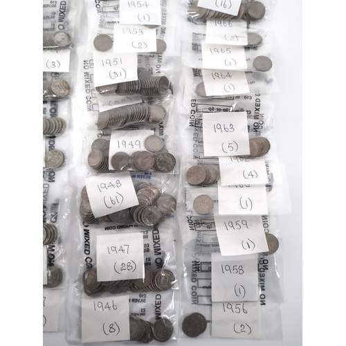 295 - Collection of Circulated Silver & Nickel Sixpences dated 1937-1967 with multiples