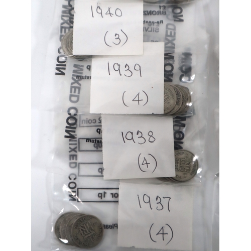 295 - Collection of Circulated Silver & Nickel Sixpences dated 1937-1967 with multiples