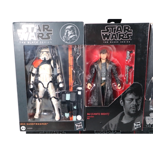 178 - Eight Boxed Star Wars Black Series Action Figures including Sandtrooper, DJ, Obi-Wan Kenobi, Chewbac... 