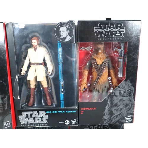 178 - Eight Boxed Star Wars Black Series Action Figures including Sandtrooper, DJ, Obi-Wan Kenobi, Chewbac... 