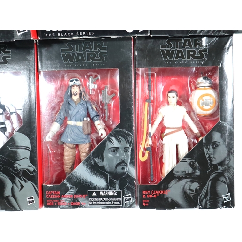 178 - Eight Boxed Star Wars Black Series Action Figures including Sandtrooper, DJ, Obi-Wan Kenobi, Chewbac... 